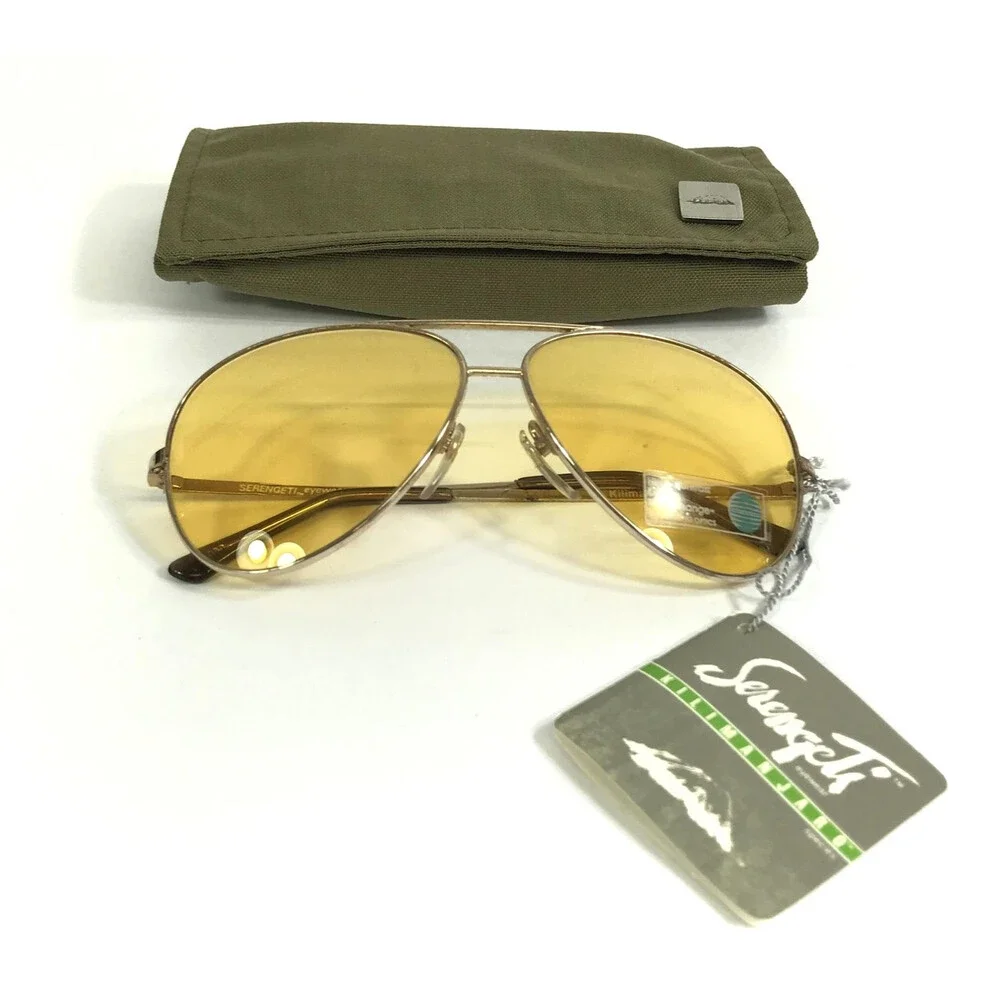 Vintage Serengeti Sunglasses Mens 5123S Kilimanjaro Gold Aviator Yellow